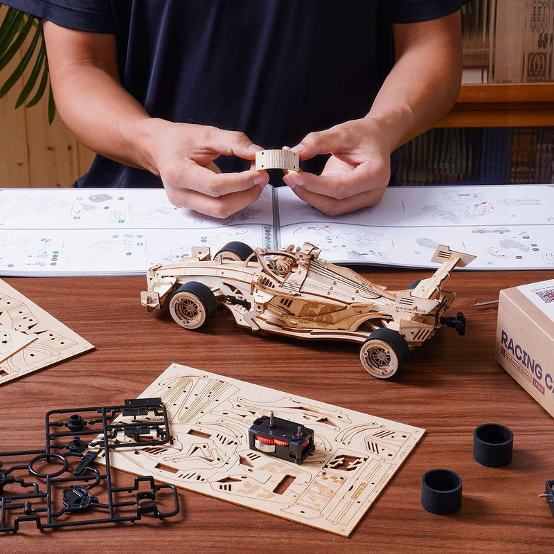 Puzzle 3D de Madera ROKR Racing Car LK505 – Modelo Mecánico para Adulto