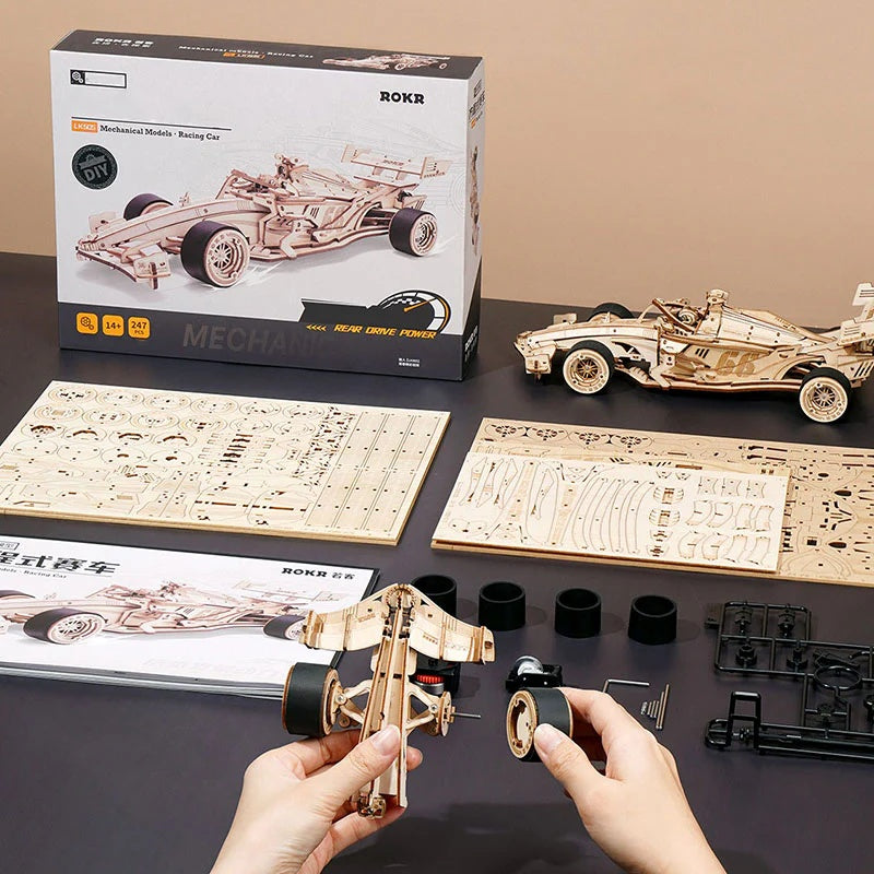 Puzzle 3D de Madera ROKR Racing Car LK505 – Modelo Mecánico para Adulto