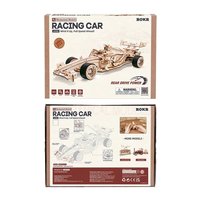 Puzzle 3D de Madera ROKR Racing Car LK505 – Modelo Mecánico para Adulto