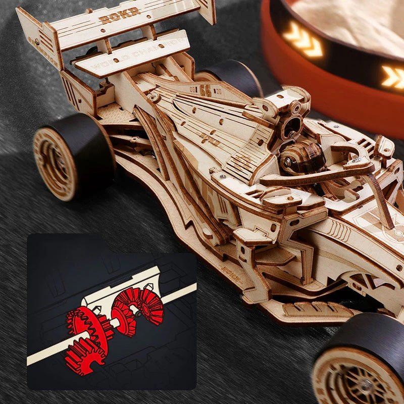 Puzzle 3D de Madera ROKR Racing Car LK505 – Modelo Mecánico para Adulto