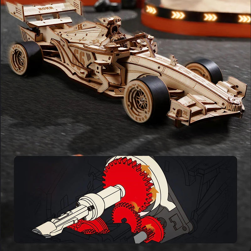 Puzzle 3D de Madera ROKR Racing Car LK505 – Modelo Mecánico para Adulto